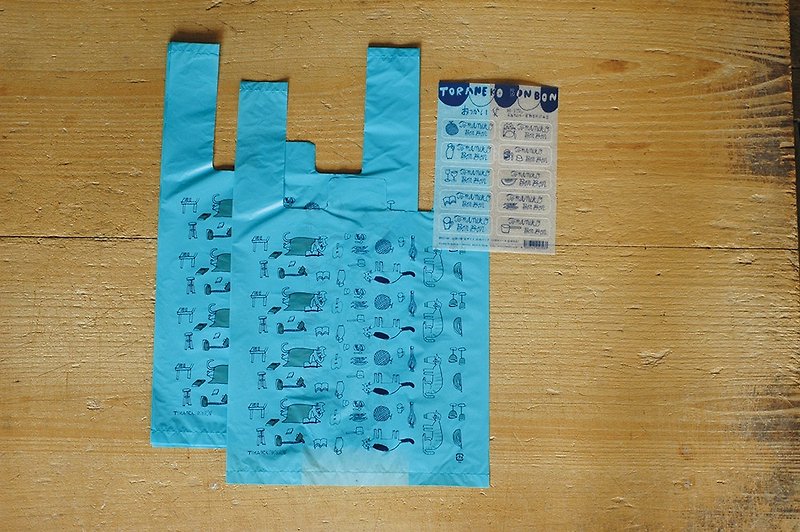 仓敷意匠 TORANEKO BONBON 塑胶袋+贴纸【M 蓝色 (99217-02)】 - 其他 - 塑料 蓝色