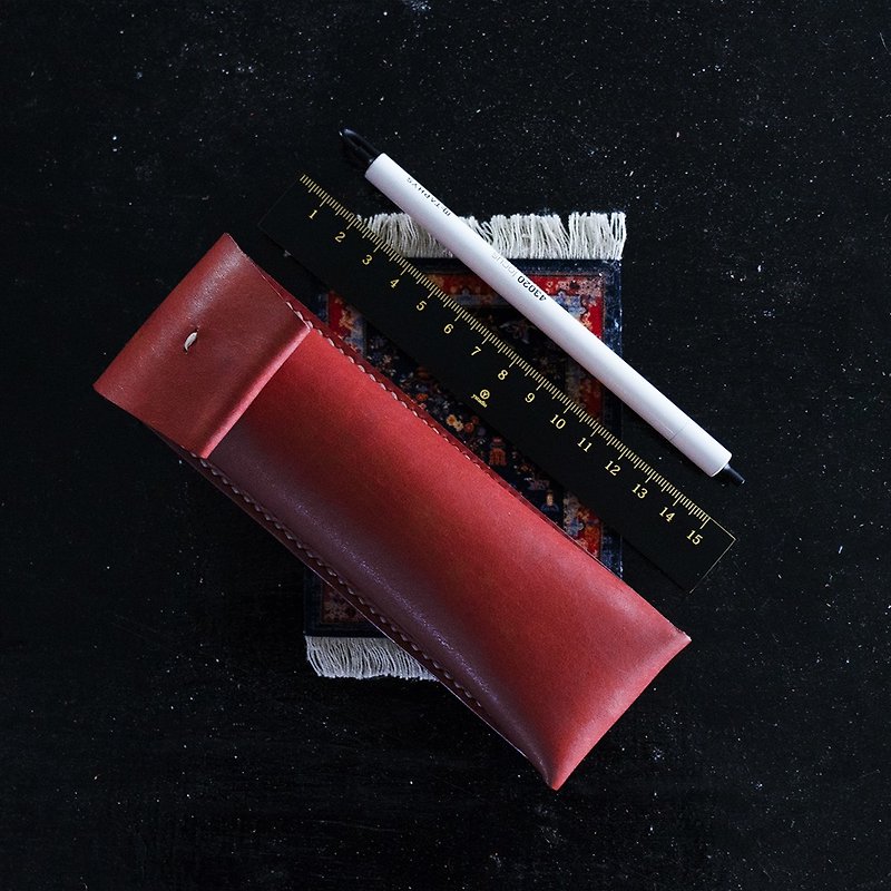 皮革笔袋 II。手缝皮革材料包。BSP079 - 皮件 - 真皮 红色