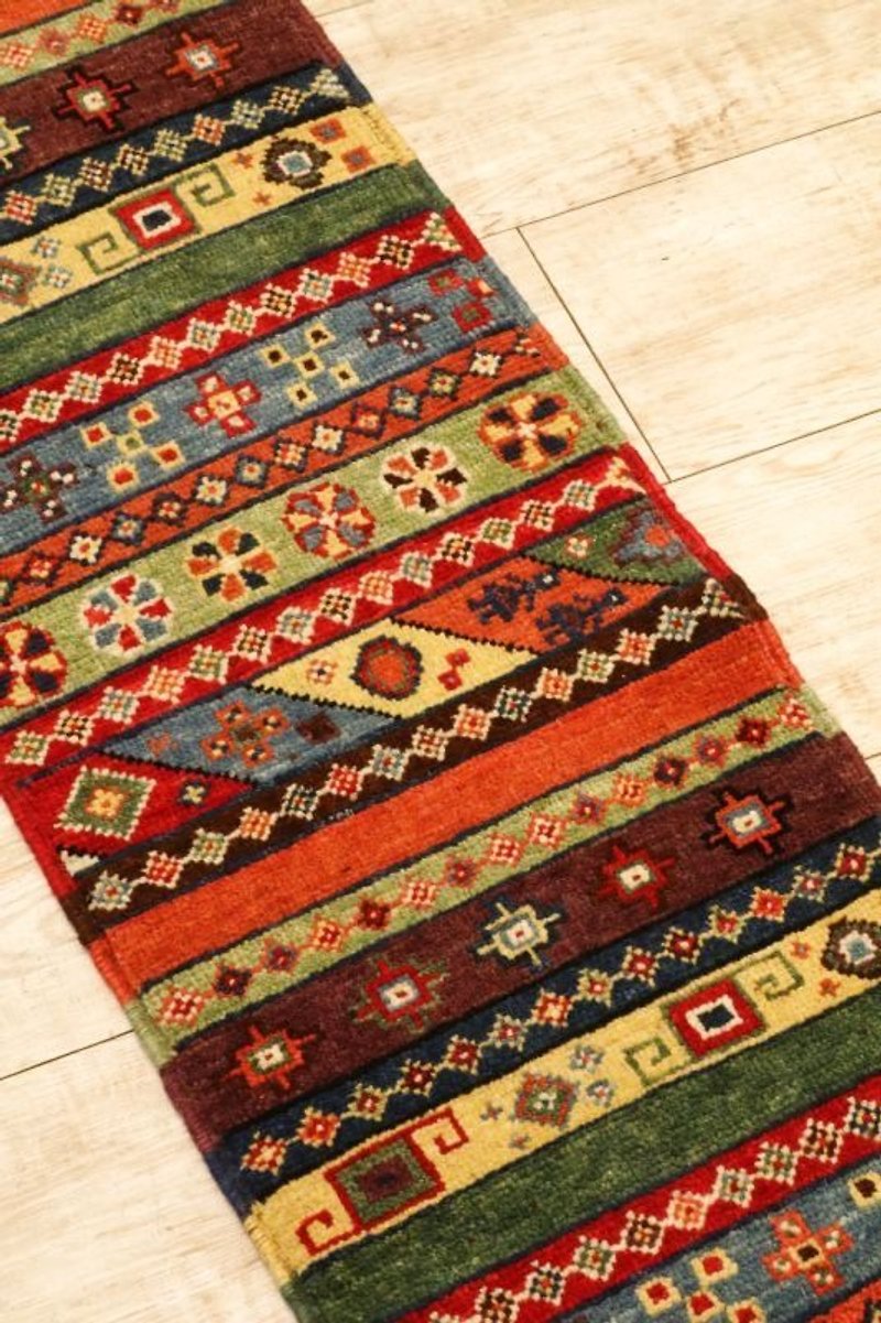 ハンドメイド ラグ 細長い ランナータイプ 手織り 絨毯 ストライプ 花柄 - 地垫/地毯 - 其他材质 多色