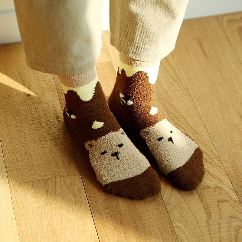 圣诞礼-一起冬眠动物睡眠袜-03灰熊,E2D18979 - 袜子 - 棉．麻 咖啡色