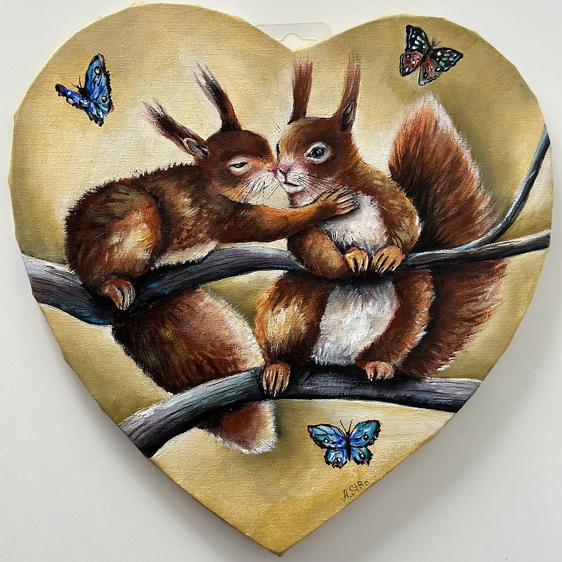 松鼠原画、松鼠墙面装饰、林地动物、森林艺术 - 墙贴/壁贴 - 棉．麻 多色