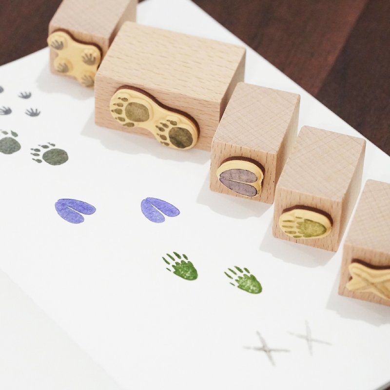 木纹上的兽迹―动物脚印木头印章组 - 印章/印台 - 木头 咖啡色