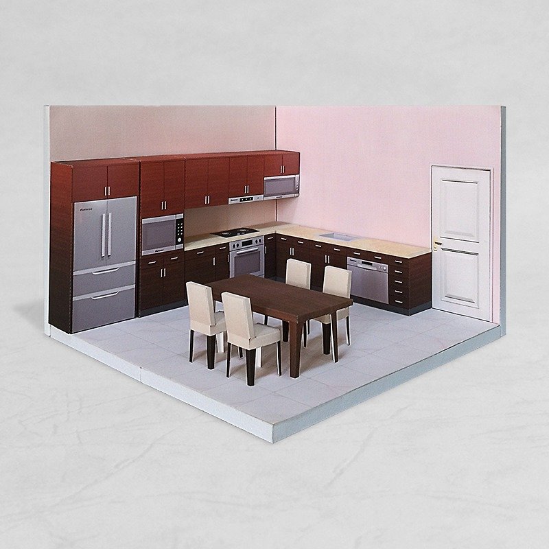 场景袖珍屋 - Kitchen #001 - DIY 纸模型 - 木工/竹艺/纸艺 - 纸 咖啡色