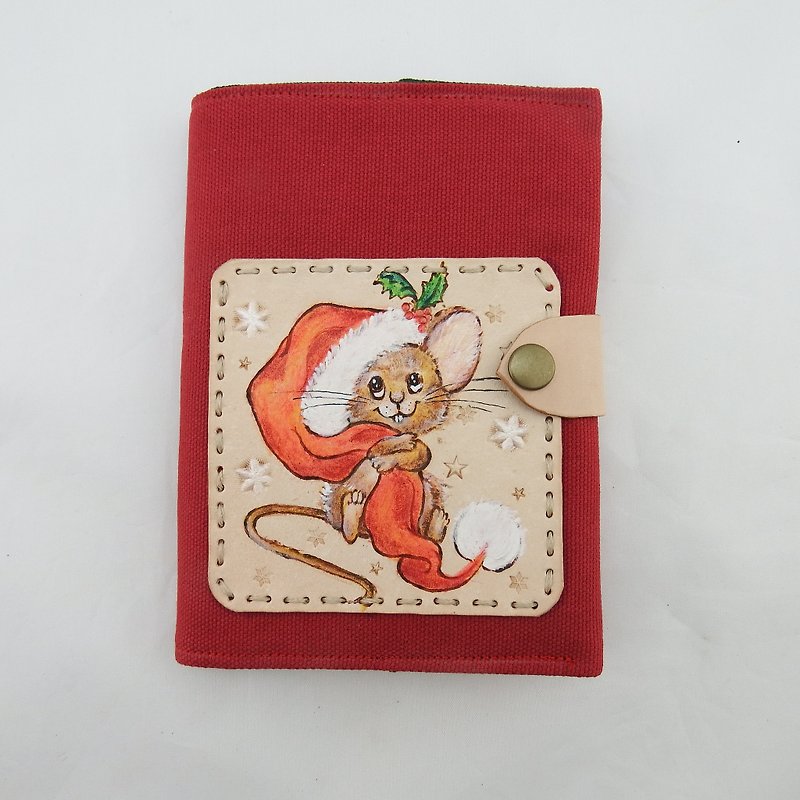 圣诞松鼠皮革笔记本手帐书札书衣 - 笔记本/手帐 - 真皮 红色