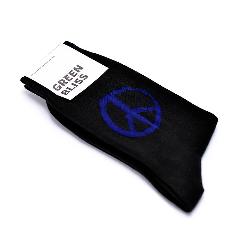有机棉袜 - 联名系列 Peace Black 和平 (黑) 中长袜 (男/女) - 袜子 - 棉．麻 黑色