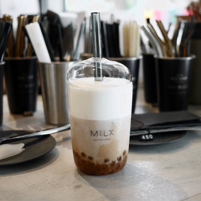 MILX Logo 奶茶玻璃杯 - 随行杯提袋/水壶袋 - 玻璃 透明