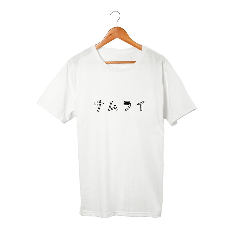 サムライ Tシャツ - 男装上衣/T 恤 - 棉．麻 白色