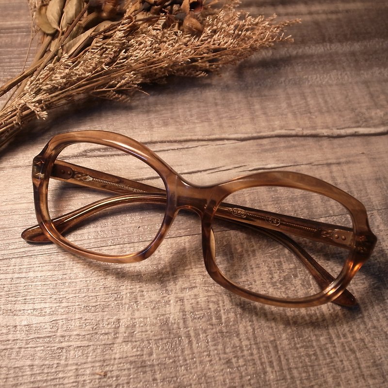 老骨头 德制玳瑁胶镜框B5 vintage - 眼镜/眼镜框 - 塑料 咖啡色