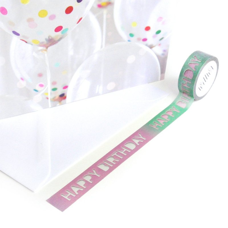 生日快乐纸胶带 - 带镂空字母的彩色装饰胶带 - 纸胶带 - 纸 紫色