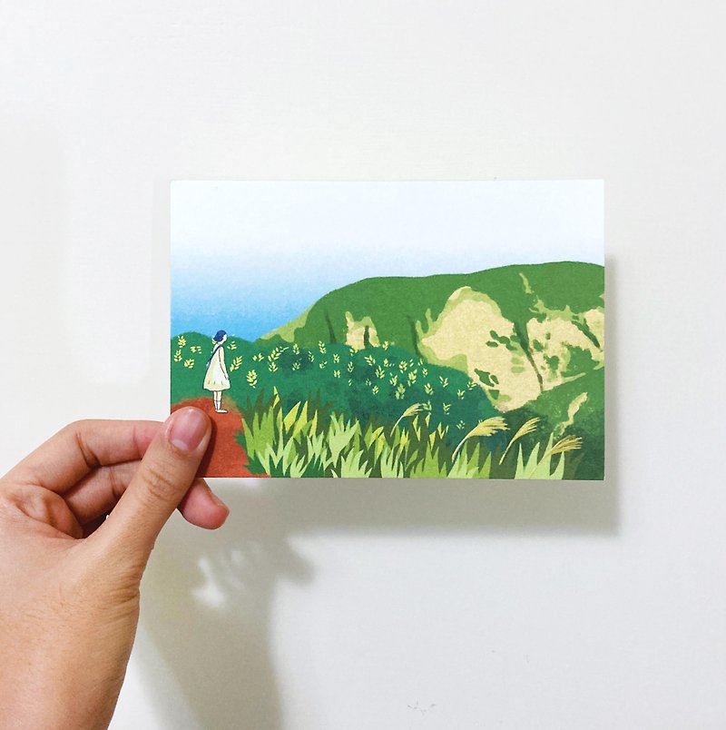 明信片 / 兰屿 / 山与女孩 - 卡片/明信片 - 纸 绿色