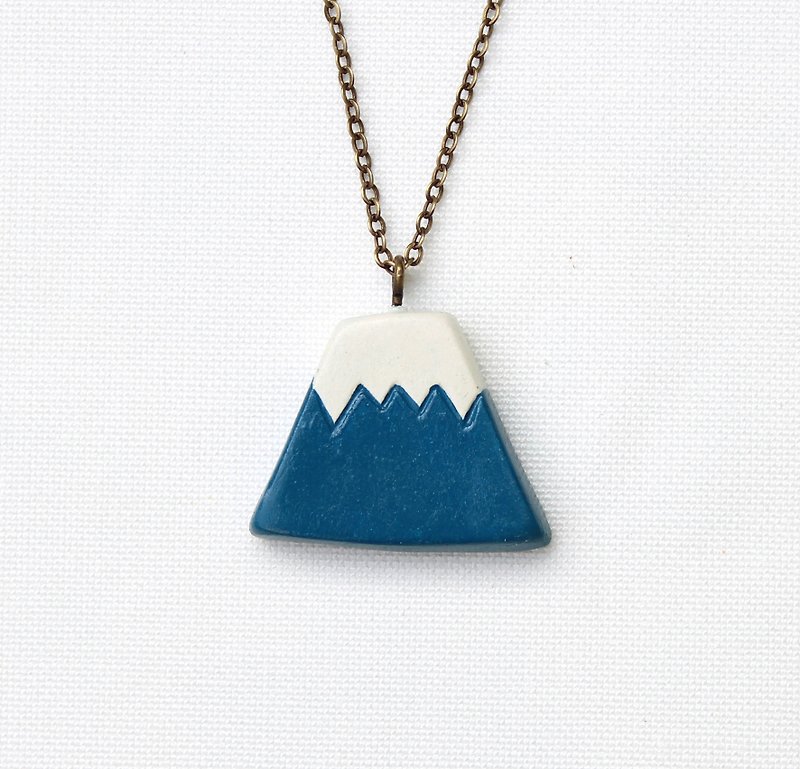 【富士山】富士山  项链 / 蓝色/ 日本/ 山 /  手作 - 项链 - 粘土 蓝色