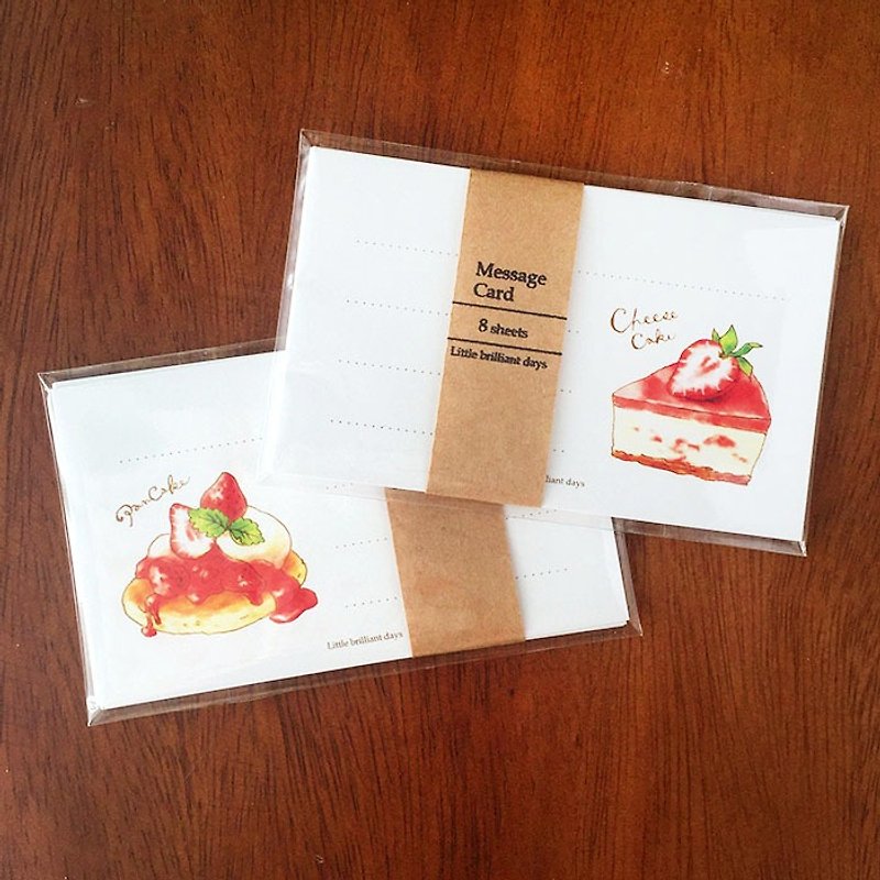 006Message Card StrawberryCakes 8sheets - 卡片/明信片 - 纸 红色