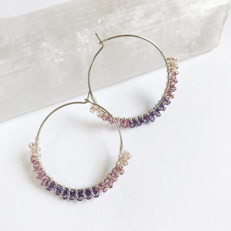 Gradation Hoop earring - 耳环/耳夹 - 玻璃 紫色