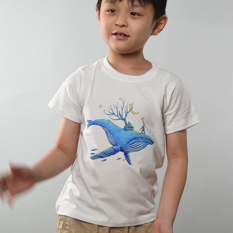鲸系列-白-童-儿童版T恤 - 男装上衣/T 恤 - 棉．麻 白色