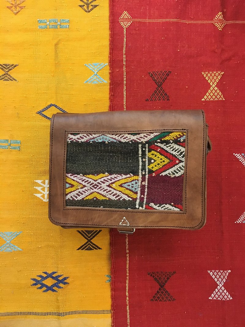 摩洛哥 手工平织地毯 小羊皮 侧背包 斜背包 民族风 配件 - 侧背包/斜挎包 - 真皮 咖啡色