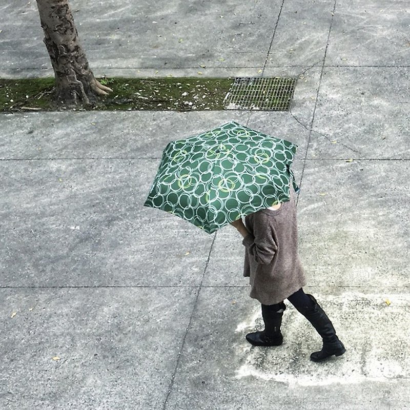 【台湾文创 Rain's talk】圆圈抗UV三折手开伞 - 雨伞/雨衣 - 防水材质 绿色
