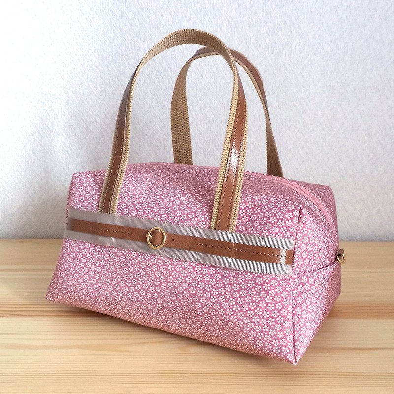 和文様ボストンバッグ【絹】 - 手提包/手提袋 - 其他材质 粉红色