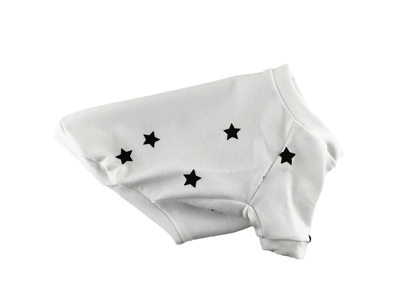 Black Star Print French Terry Sweatshirt, Dog Top, Dog Clothing, Dog Apparel - 衣/帽 - 棉．麻 白色