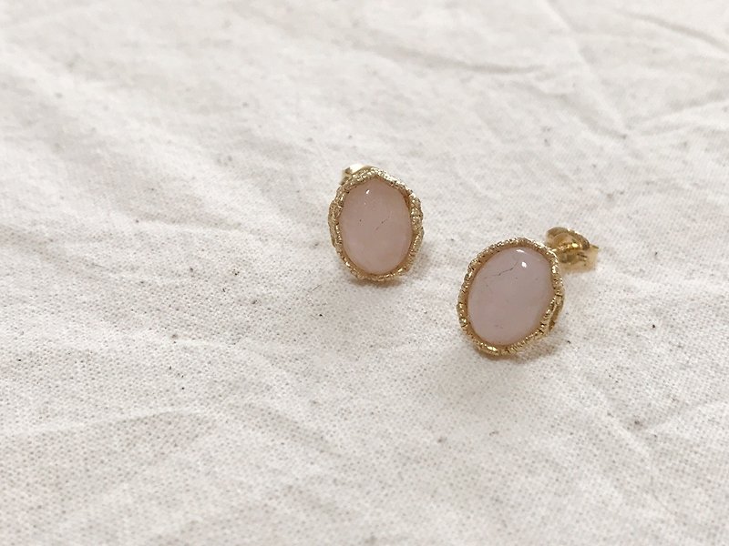 pink  mix beryl gold pierced earrings/ピンクミックスベリル ゴールド ピアス - 耳环/耳夹 - 其他金属 银色