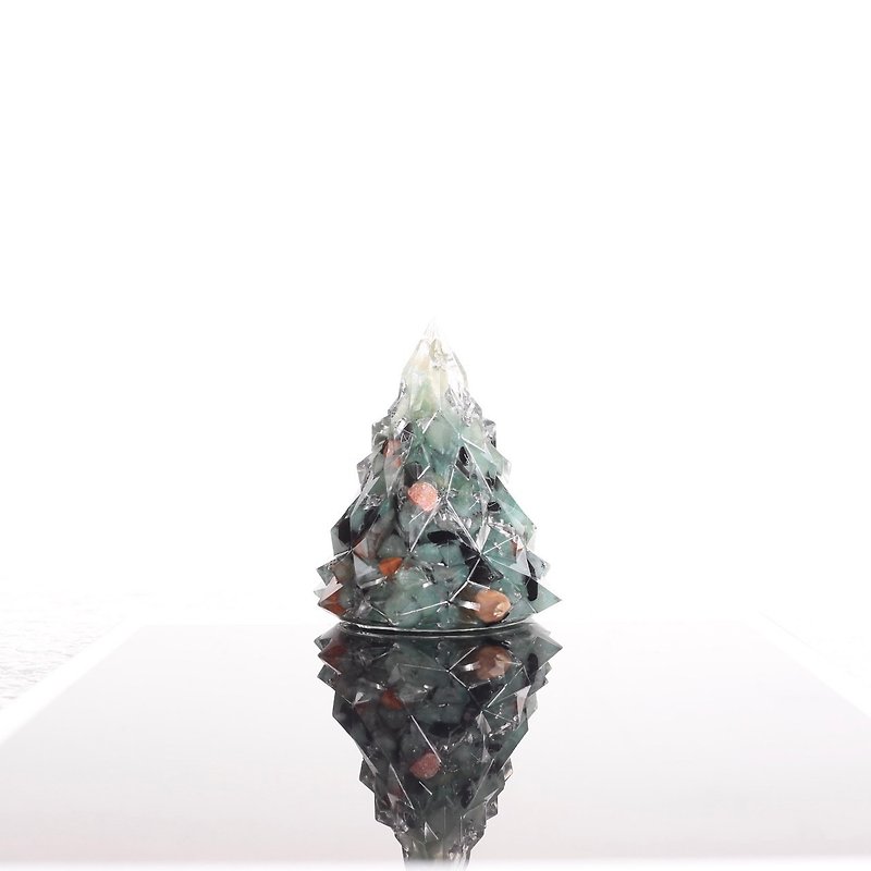【M31仙女星】绿色银色圣诞树2-奥刚能量树/宝石树/ 温和、平静、宁静、女性滋养、提升动力、招正财、圣诞节礼物交换礼物 - 摆饰 - 半宝石 绿色