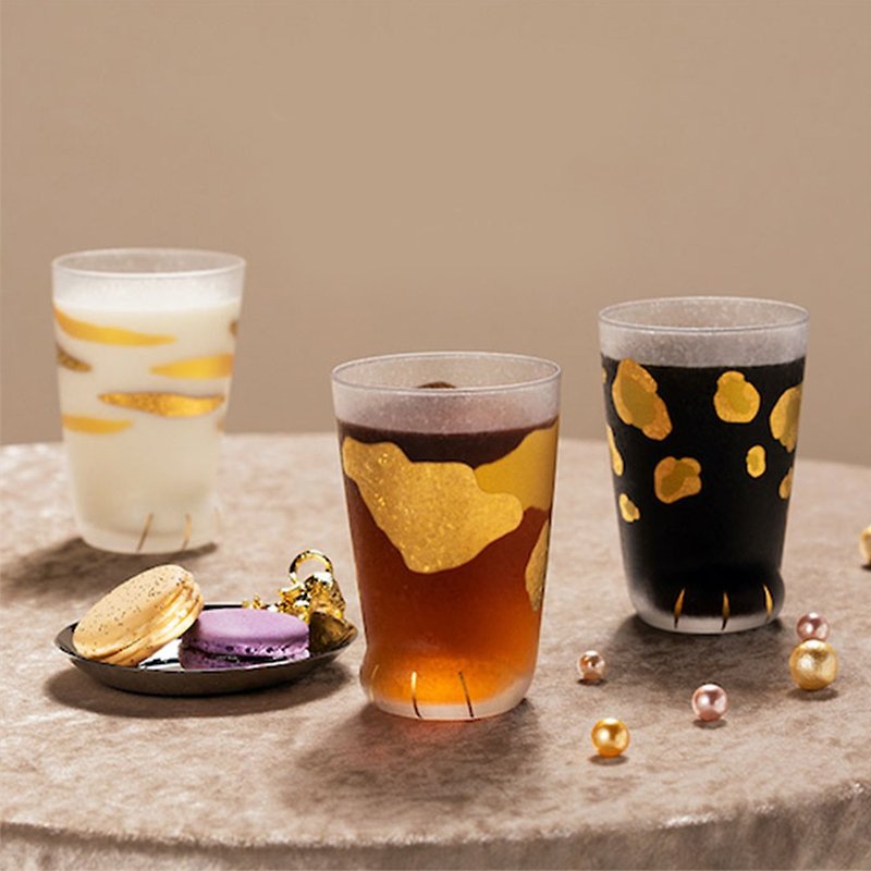 【精美礼盒】日本ADERIA 金箔闪烁猫掌肉球玻璃杯300ml / 共3款 - 杯子 - 玻璃 多色