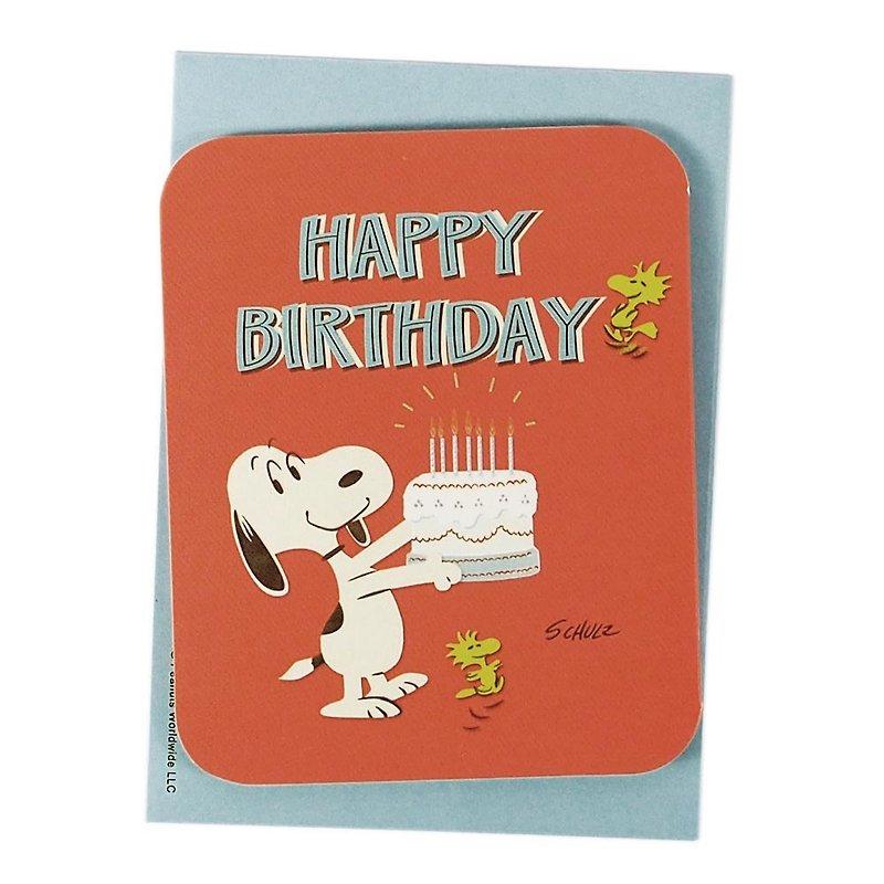 Snoopy 与糊涂塔克一起吃蛋糕【Hallmark-Peanuts-小礼卡】 - 卡片/明信片 - 纸 红色