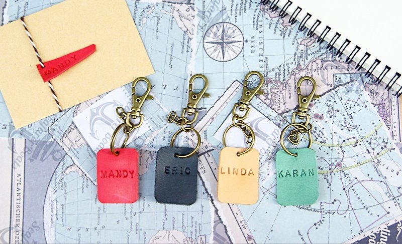 钥匙圈 皮革钥匙圈  吊牌  两个一组 - 钥匙链/钥匙包 - 真皮 多色
