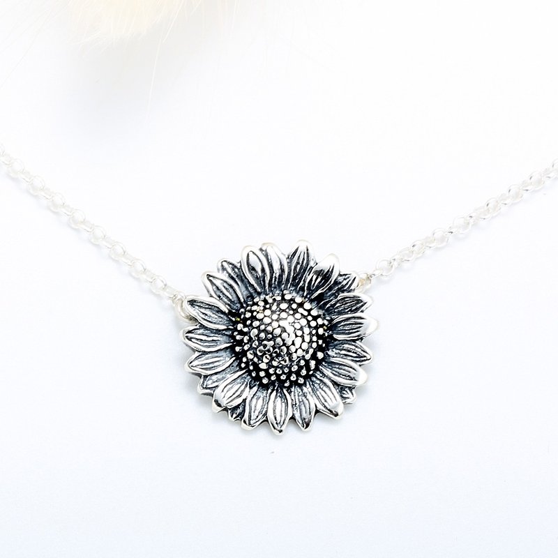 向日葵 Sunflower s925 纯银 项链 生日 毕业 周年 情人节 礼物 - 项链 - 纯银 银色