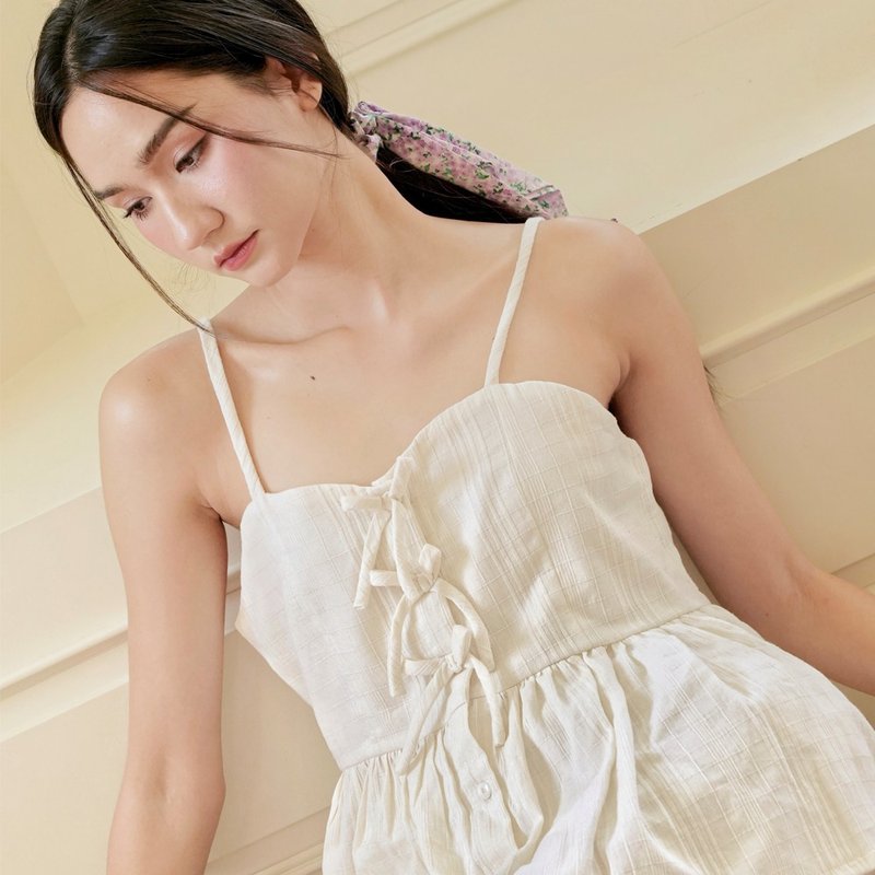 Marynne Rosie Ribbons Top (Cream) - 女装上衣 - 棉．麻 