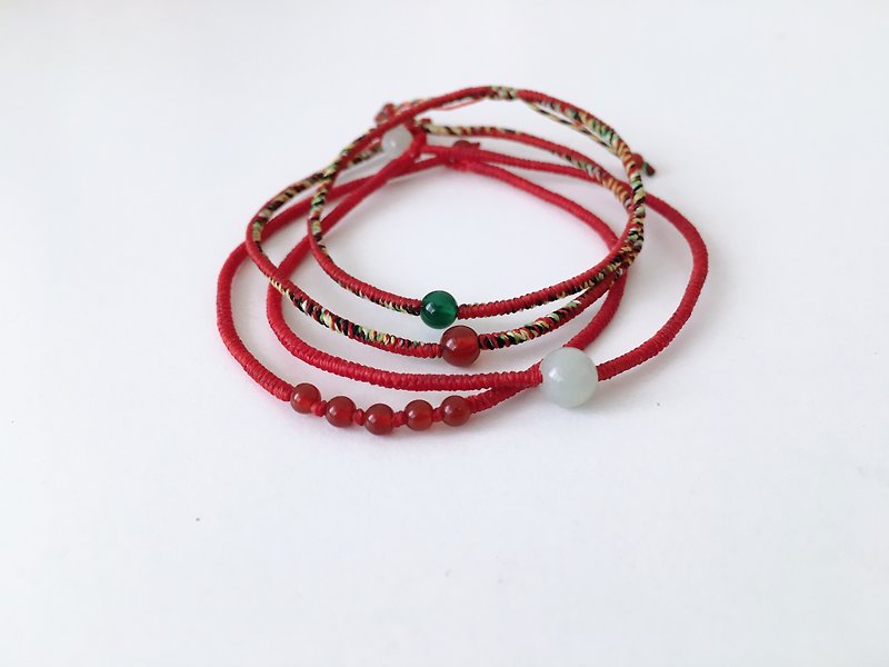 缅甸玉珠 月老 红线 / 结缘 姻缘 - 手链/手环 - 其他材质 白色