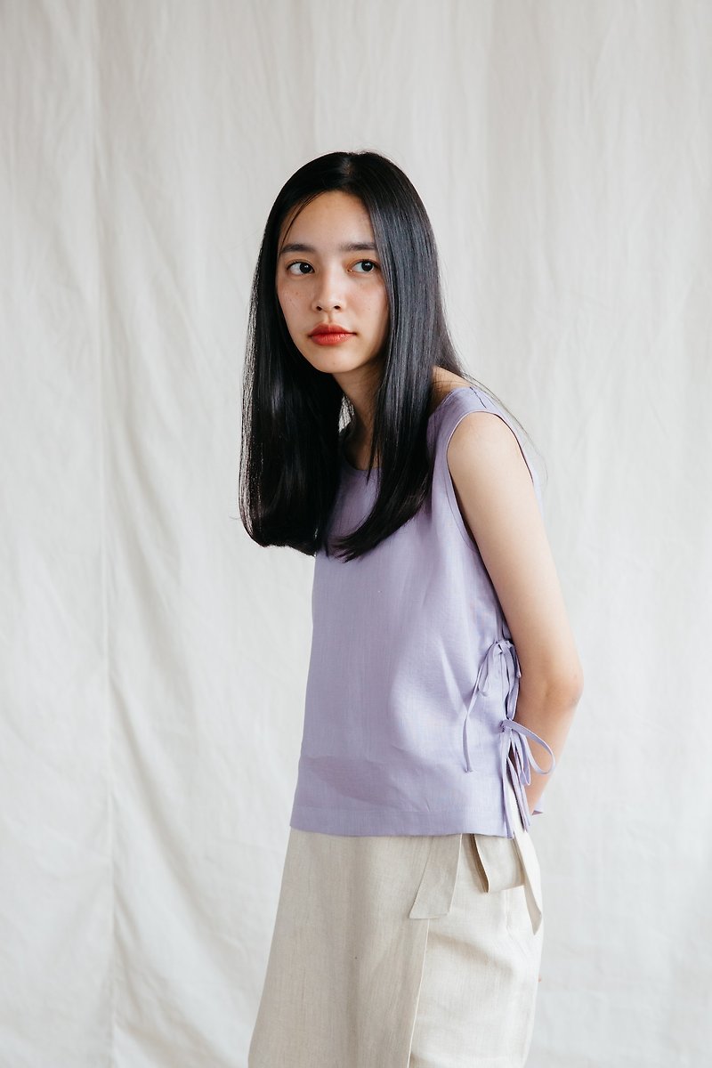 Tie Side Camisole Top in Lavender - 女装背心 - 棉．麻 紫色