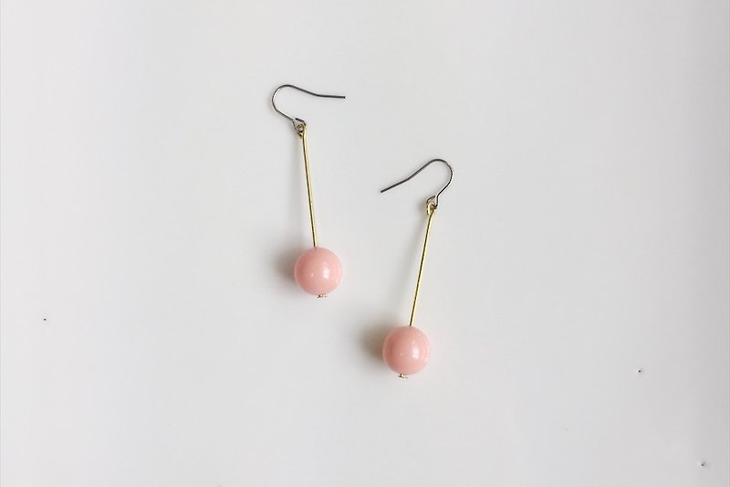 单颗简约粉红施华洛世奇元素造型耳环 - 耳环/耳夹 - 宝石 粉红色