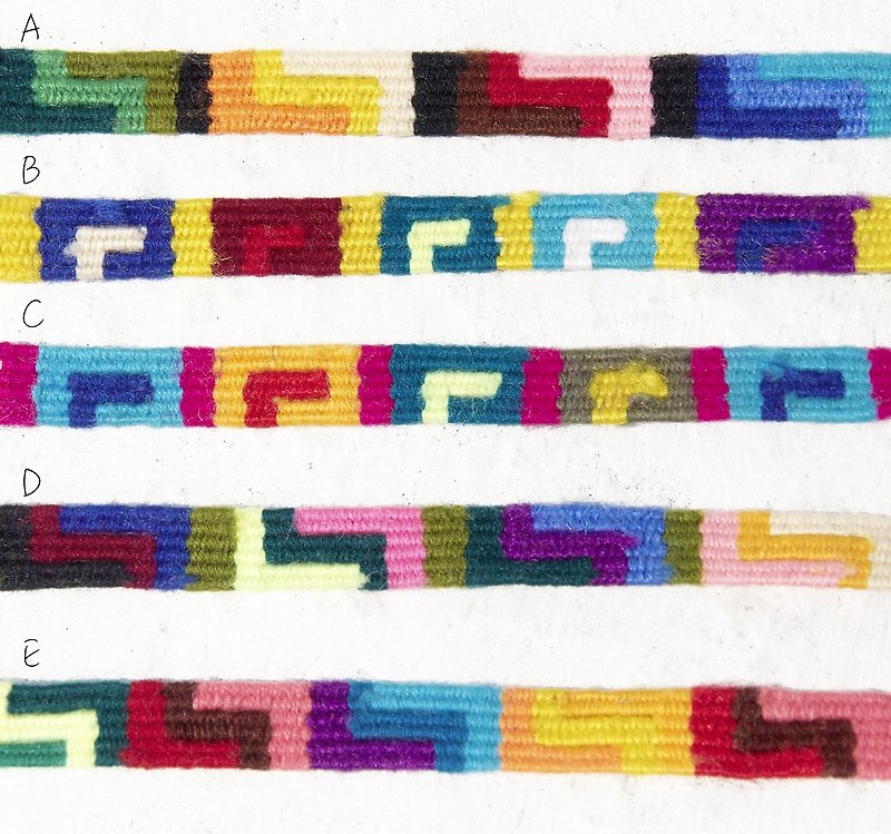 手工编织羊毛手绳-彩色小山/彩色图腾/南美风手绳(每款限量一件 - 手链/手环 - 棉．麻 多色