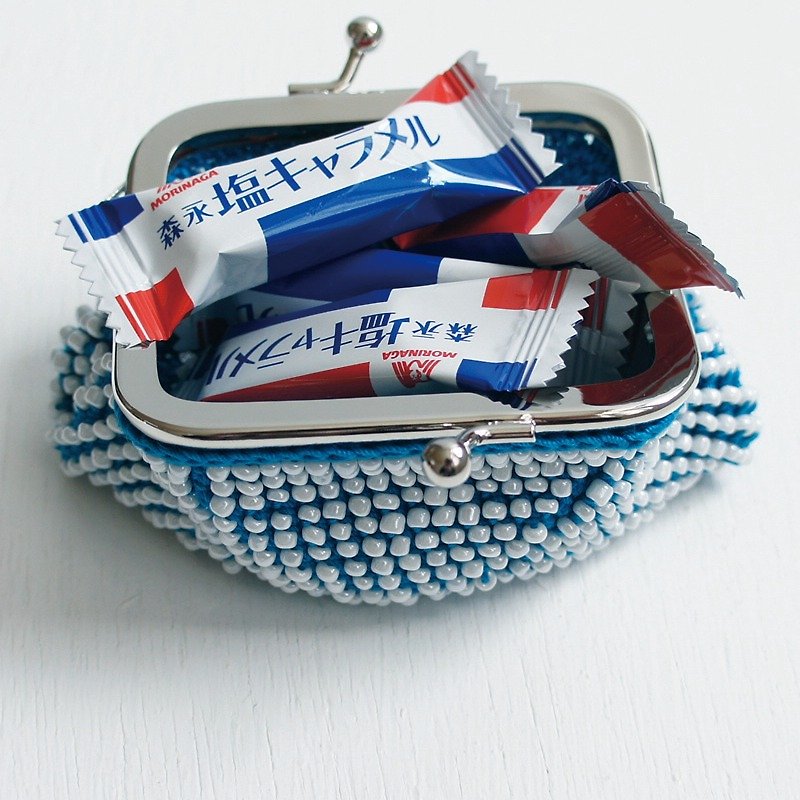 Ba-ba handmade☆beads crochet coinpurse (No.502） - 皮夹/钱包 - 其他材质 蓝色