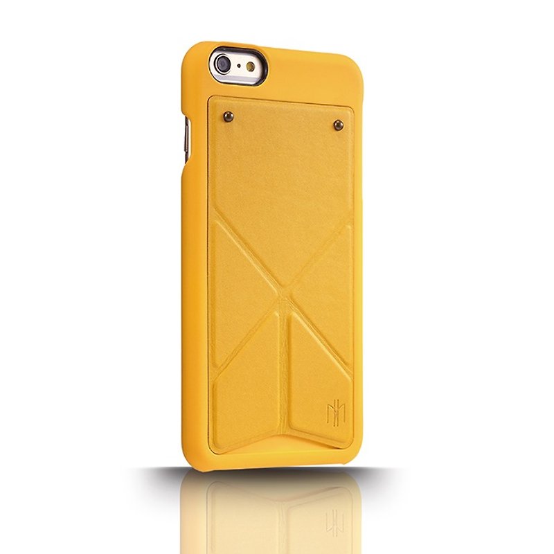 iPhone 6/6S / 4.7寸 变形站立系列皮革保护套- 鹅黄 - 手机壳/手机套 - 真皮 黄色