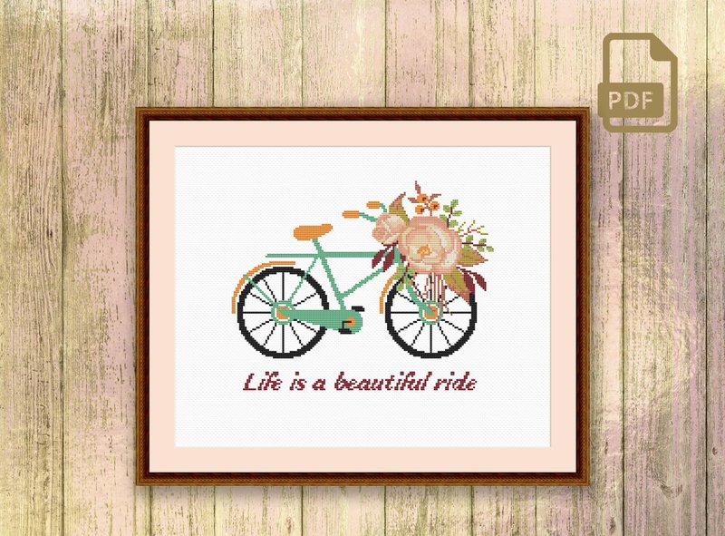 Life Is A Beautiful Ride Cross Stitch #oth035 - 编织/刺绣/羊毛毡/裁缝 - 其他材质 