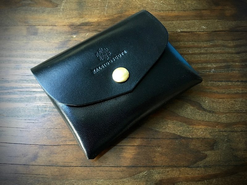 栃木レザーのコンパクト財布　series-envelope　ブラック - 皮夹/钱包 - 真皮 黑色