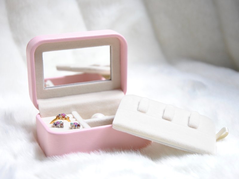 Pink Mini Travel Jewelry Box - 其他 - 人造皮革 粉红色