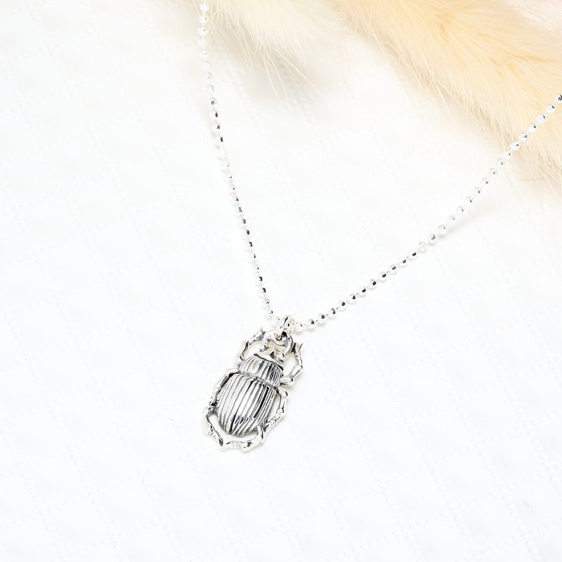 守护 圣甲虫 scarab s925 纯银 项链 生日 周年 情人节 礼物 - 项链 - 纯银 银色