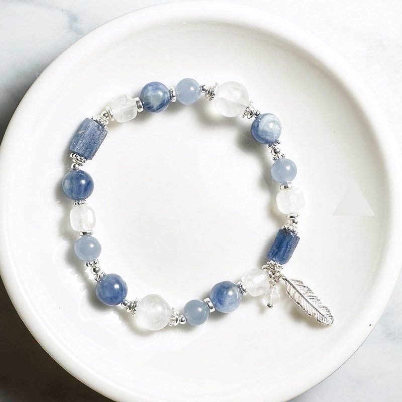 夏空の蓝-蓝晶石.月光石.天使石.设计款手链 - 手链/手环 - 水晶 蓝色