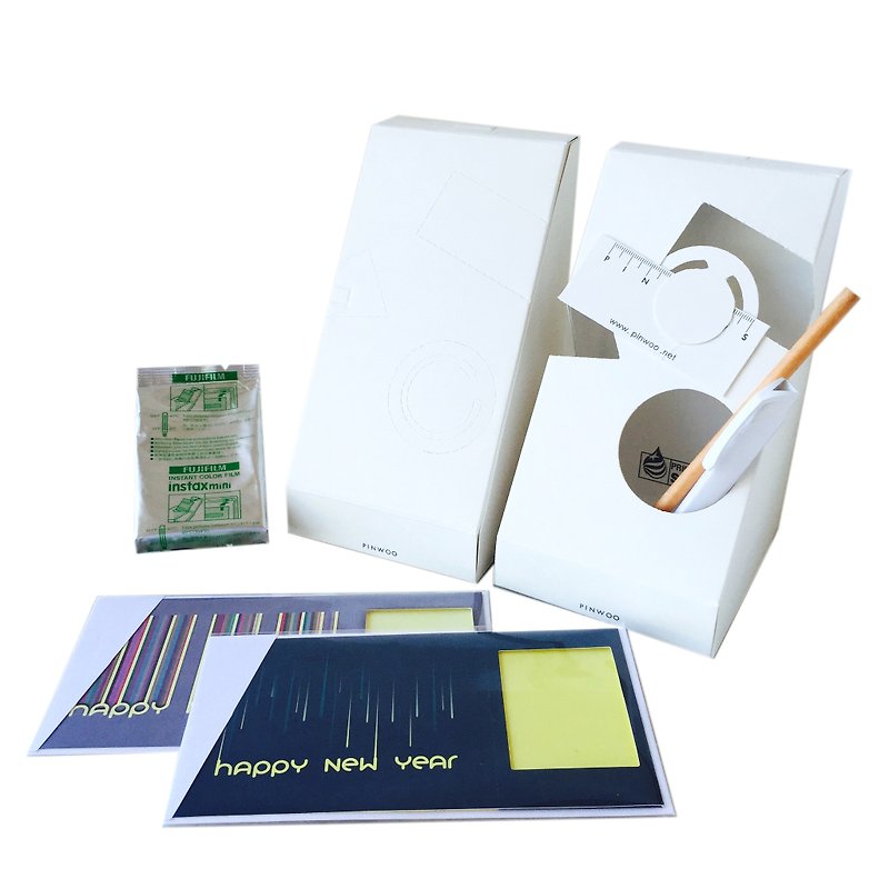 Pin Cards - Illusory 新年相框卡+ 胶卷X1+ 纸铅笔＋极简笔筒盒 - 其他 - 纸 白色