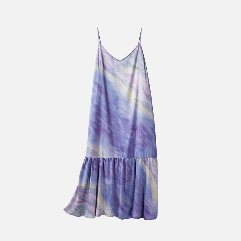 #661 紫色吊带连衣裙无袖a字裙油画裙 - 洋装/连衣裙 - 其他材质 紫色