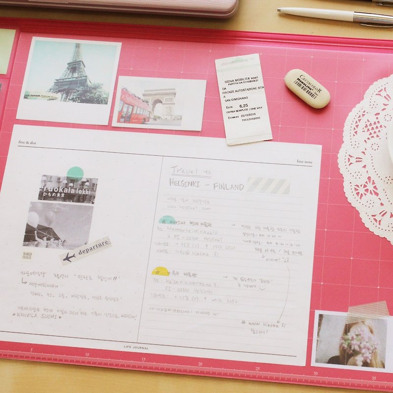 Seeso -极简皮纹收纳办公桌垫V2-桃红,SSO32821 - 其他 - 塑料 粉红色