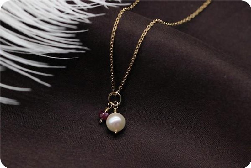 最高品質花珠AKOYA真珠とルビーのネックレス　6月/7月誕生石 - 项链 - 宝石 