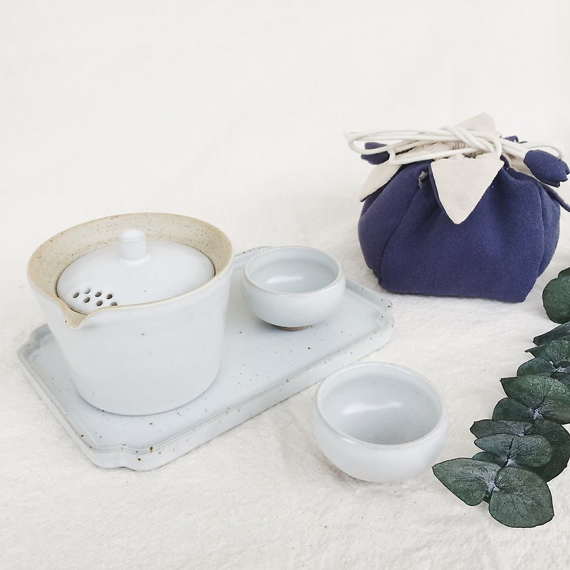 手工陶瓷随行双人茶具套装 - 茶具/茶杯 - 瓷 白色