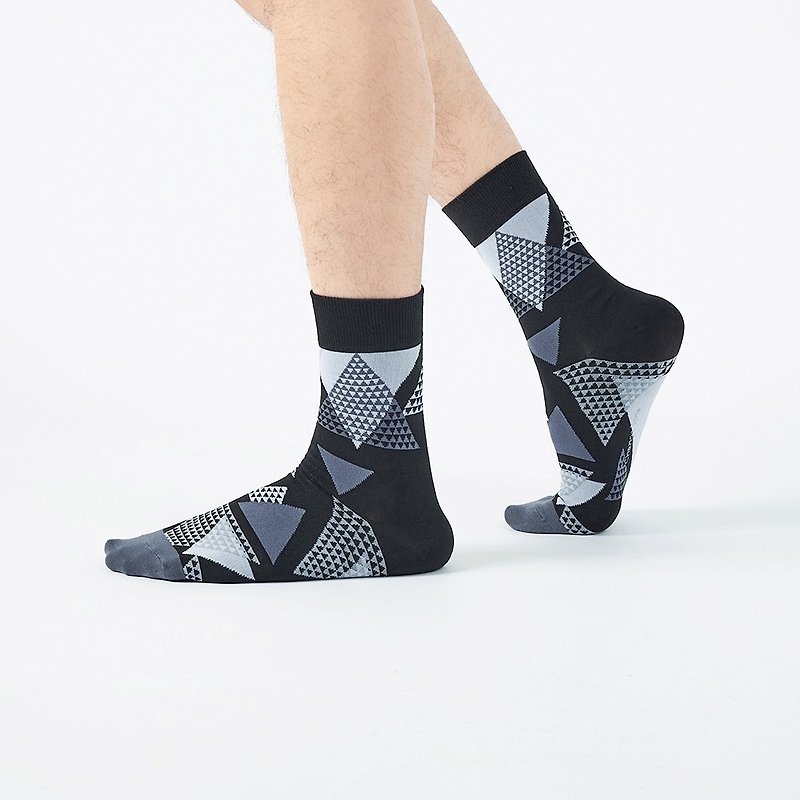 三棱镜/黑(M、L)-MIT设计中筒袜 - 袜子 - 棉．麻 黑色
