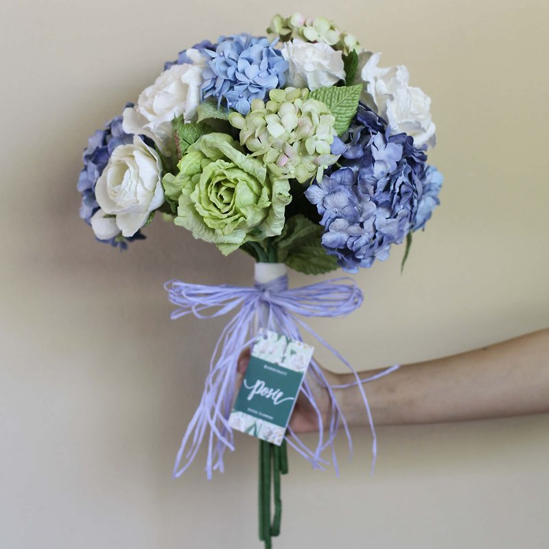 MB111 : Bridal Wedding Bouquet, Blue Tree - 植栽/盆栽 - 纸 蓝色