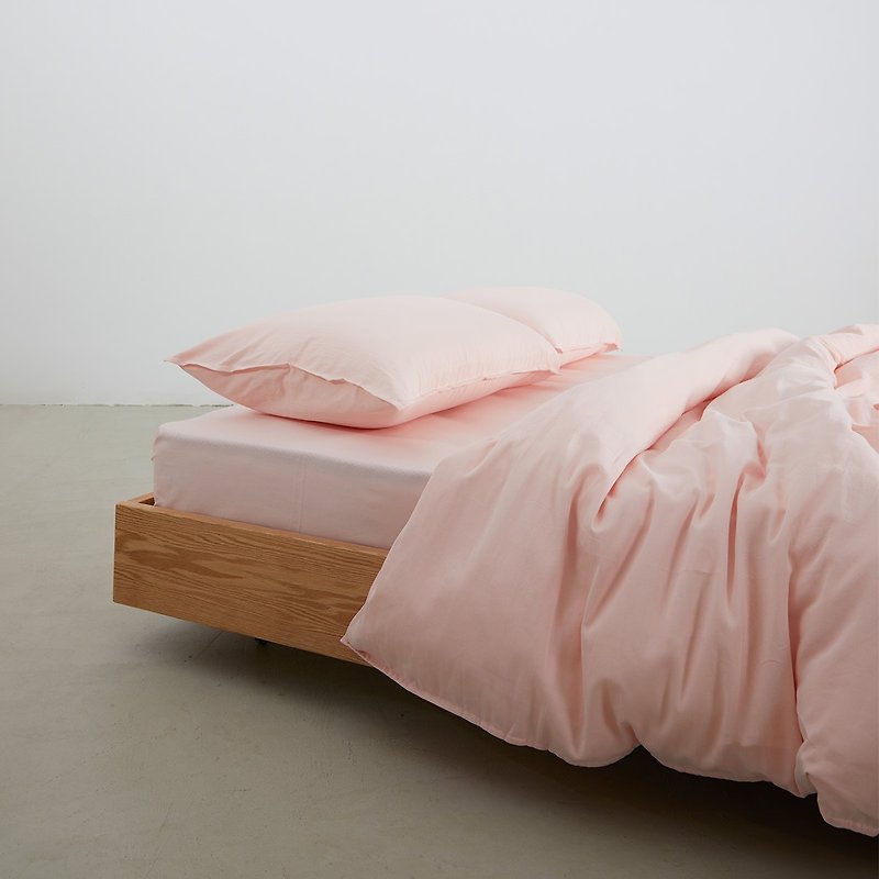 裸系列 蛛丝粉 纯色四件套60支高级感长绒棉100%全棉床单床包被套 - 寝具 - 棉．麻 粉红色