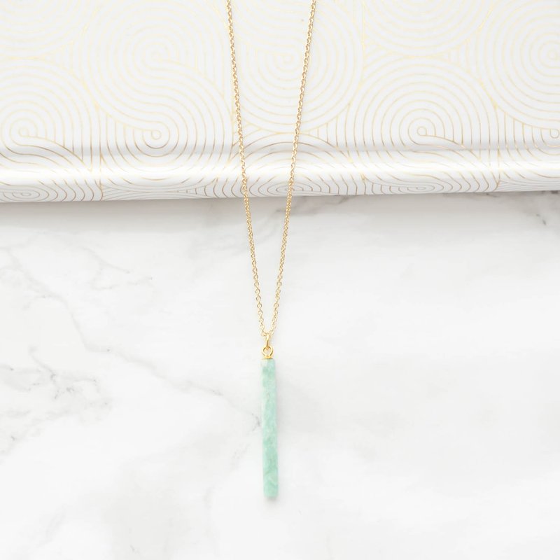 Necklace/Amazonite Bar Necklace/項鍊 時尚 简单 - 项链 - 宝石 蓝色