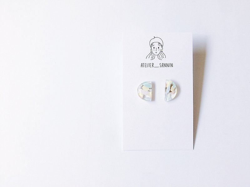 糖果宝石系列-西瓜苹果 手绘 耳针 手工耳环 - 耳环/耳夹 - 其他材质 蓝色